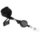 15mm rPET Black Access Card Lanyards with Flat Breakaway & Integrated Card Reel 15mm rPET Black Access Card Lanyards with Flat Breakaway & Integrated Card Reel