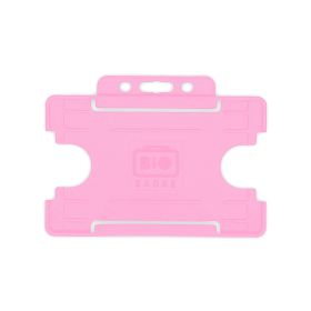 BioBadge Open Faced Holders Landscape - Pack of 100 / rosa