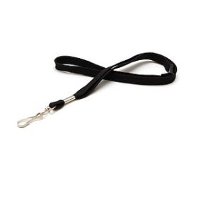 Lanyard flach 12 mm Swivel-Hook Break-Away Schwarz