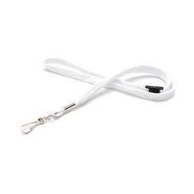 Lanyard flach 12 mm Swivel-Hook Break-Away Weiß