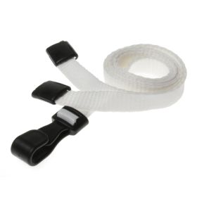 10mm rPET Lanyards With Plastic J-Clip - weiß